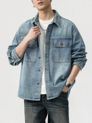 Washed Denim Loose-fit Shirts