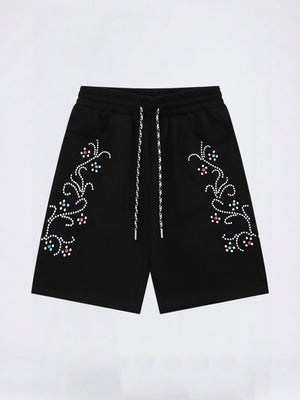 Rhinestone-studded Embroidery Vibe Loose-fit Five Points Shorts