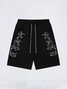 Rhinestone-studded Embroidery Vibe Loose-fit Five Points Shorts