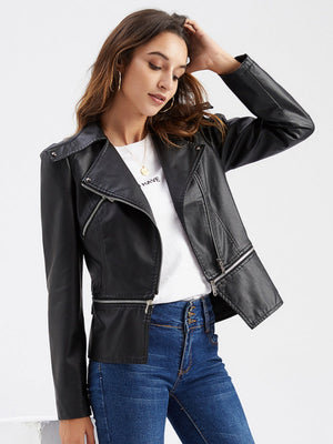 Removable Hem Zipper Leather Jacket