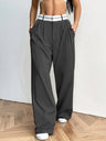 Color-blocked Suit Trousers Pocket Pleats Pants