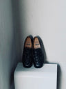 AKAIFU Handmade Genuine Leather Pleated Loafers Unisex Classic Comfortable Platform Slip-on Loafers