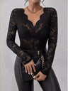 Pullover Lace Floral Trim V-neck Grace Sexy Top