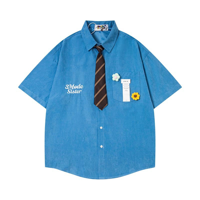 Flowers Ties Loose-fit Shirts