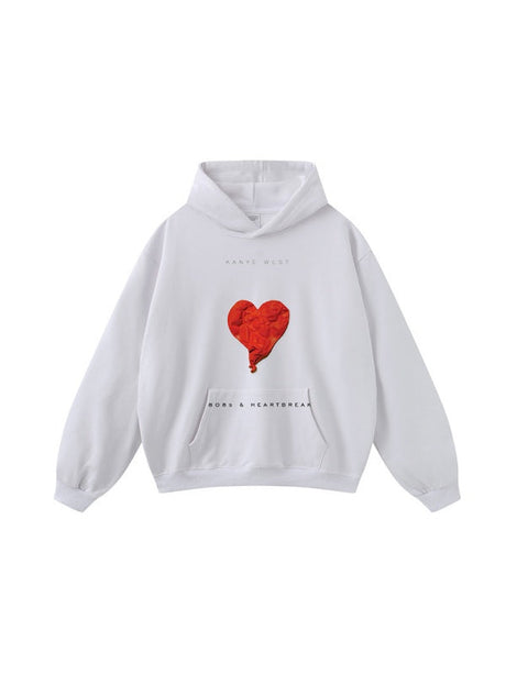 Valentine Gift Water-washed Distressed Love Printed Hoodies
