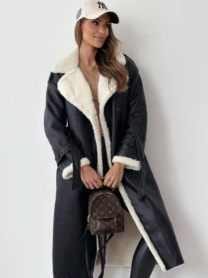 Reversible Stand-up Collar Leather Cotton Coat