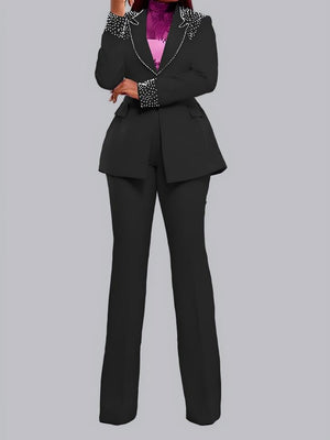 Pearl Langarm-Zweiteiler mit schmaler Passform und elastischem Bund