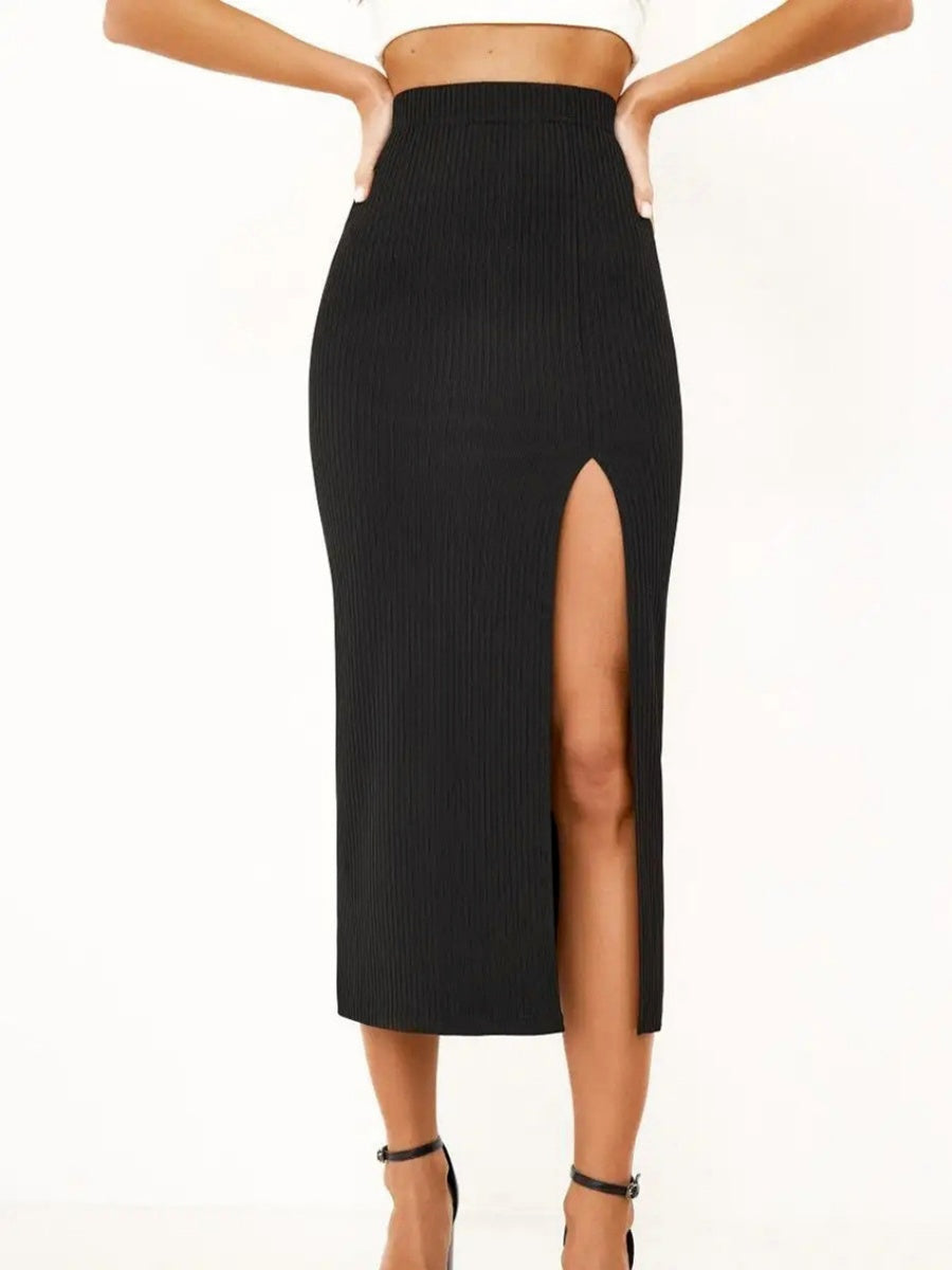Bodycon Style With Slits Slim Fit Piping Daily Workplace Skirt