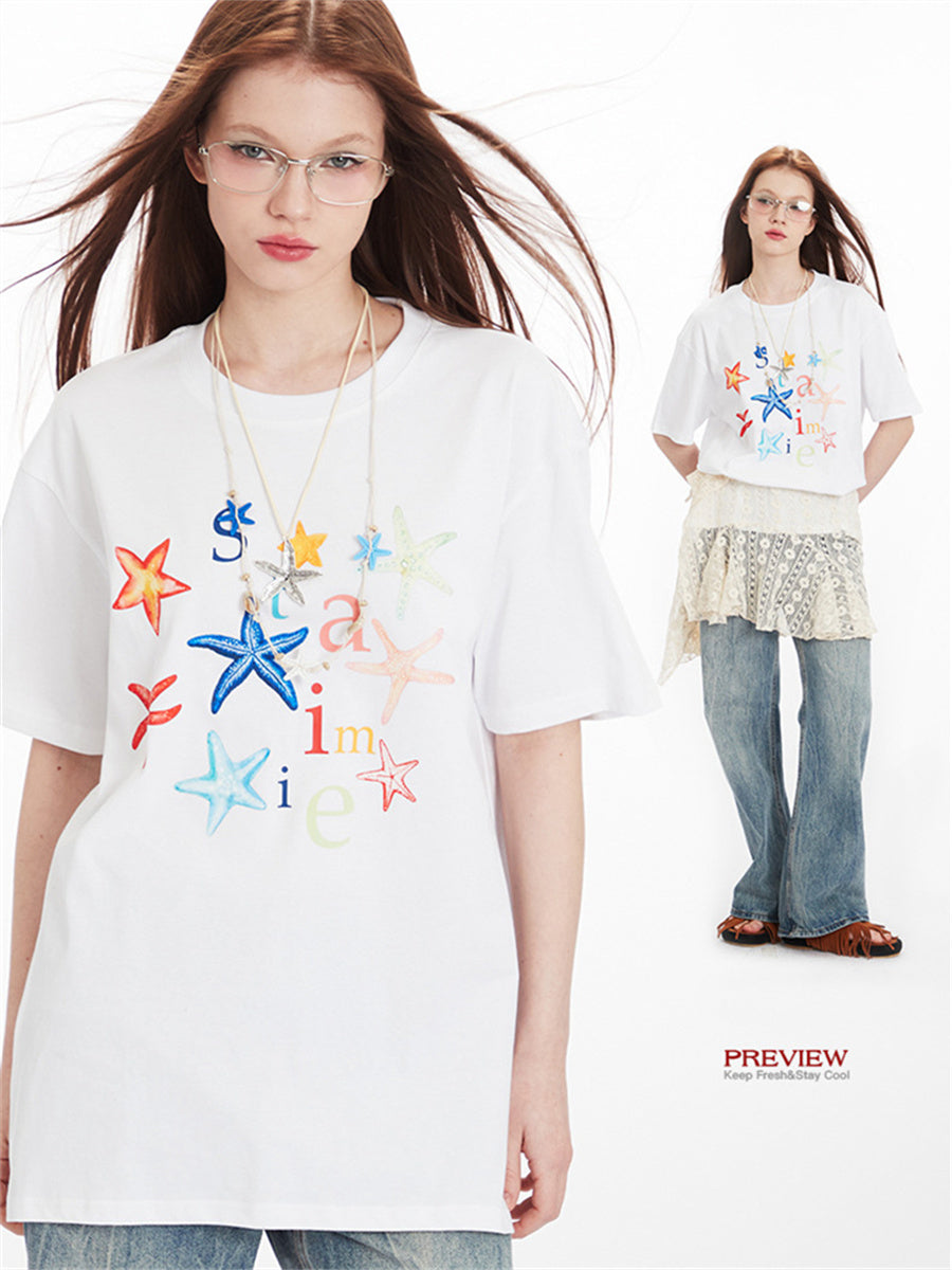 Liber Summer Women's Printed Letter T-shirts