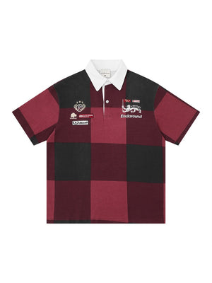 Plaid Ins Hip Hop Color-blocked POLO Shirt