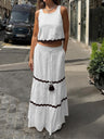 White Vacation Casual Vest Dress Two-piece Set