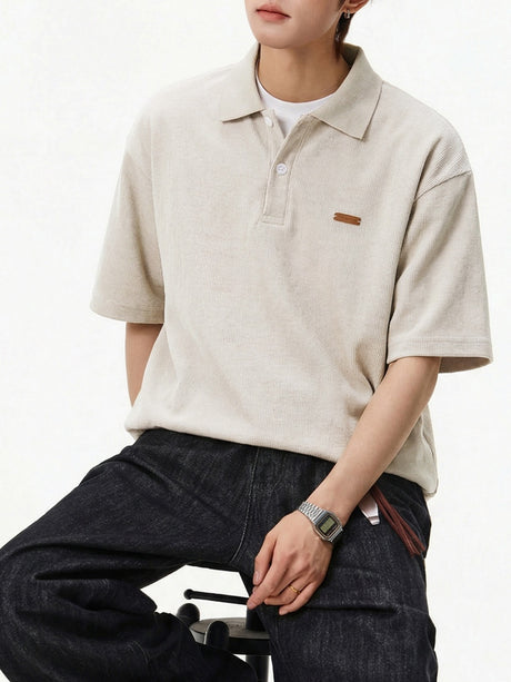 Vertical Strip Loose-fit Polo Shirt