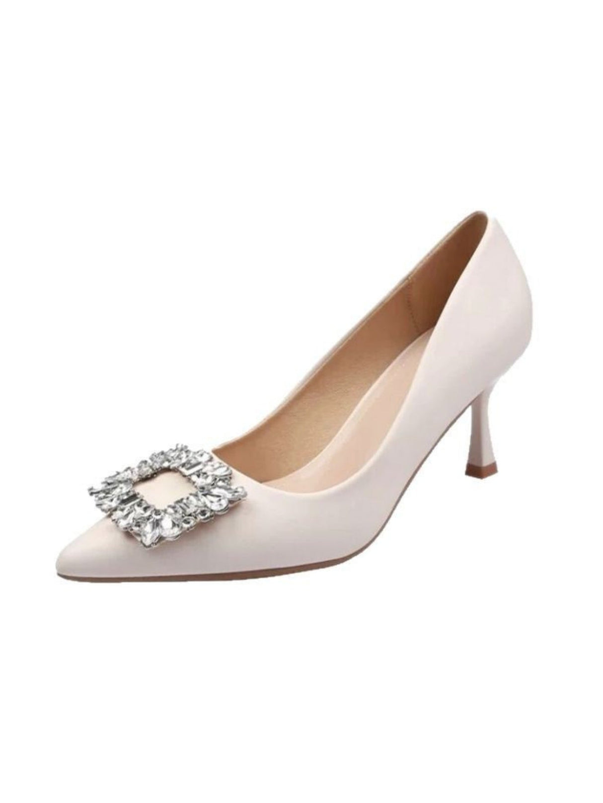 Liber Spring and Autumn Rhinestone Square Buckle Women's High Heels