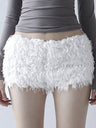 Weiße Mao Mao Shorts, warm und eng anliegend, mit niedrigem Bund