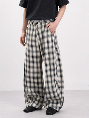 Old Money Style Plaid Machete Baggy Dress Pants Pants