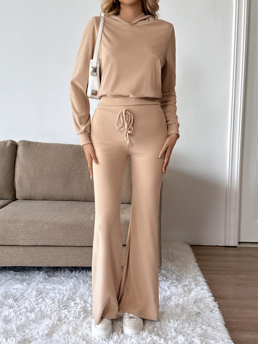 Hoodies Khaki knitted two-piece trousers