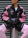 Pink Pink Casual Long-Sleeve With Letter Print Jackets