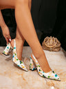 Printed Open-back High Heels