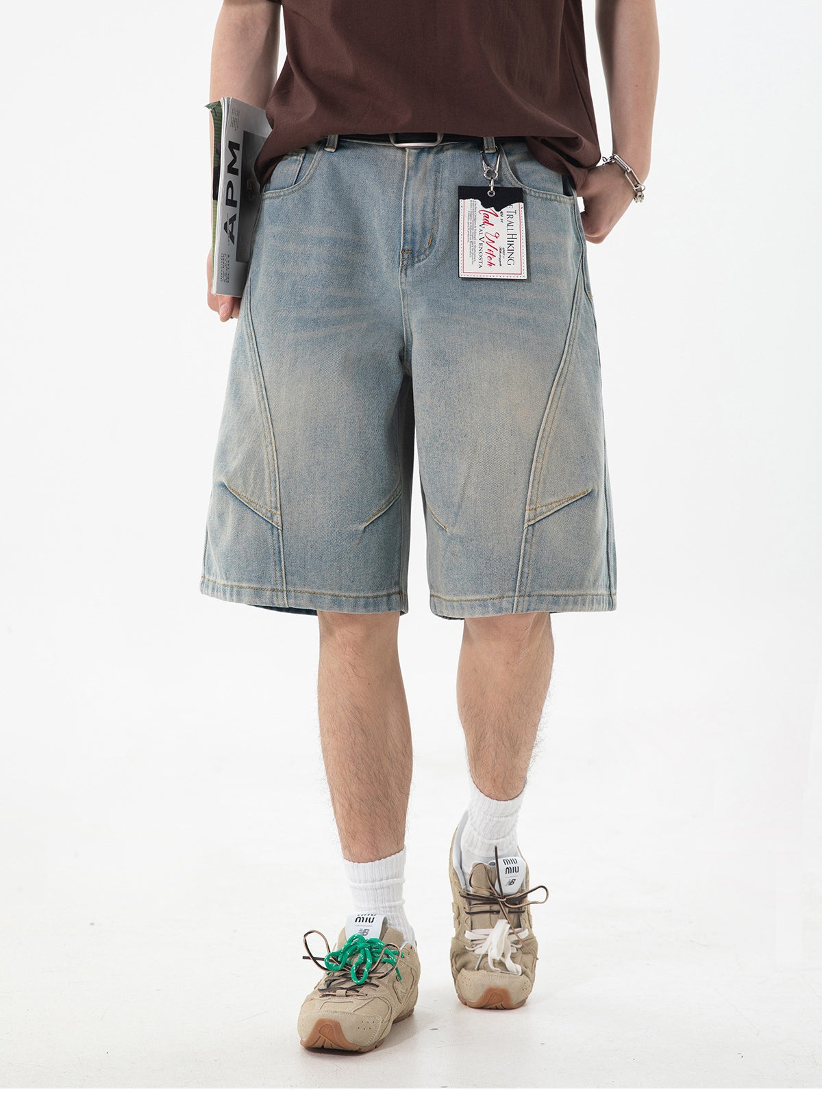 Washed Denim Five Points Shorts