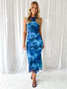 Floral Print Color-blocked Sleeveless Long Dress
