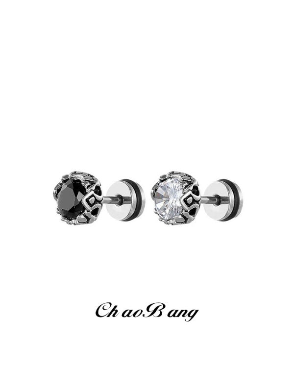 Black And White Zircon Earrings