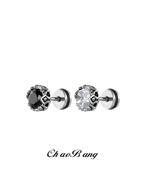 Black And White Zircon Earrings