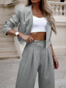 Striped Short Lapel Straight-leg Suit Trousers 2-piece Sets