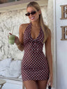 Polka Dots Neck Strap Slim Fit Hip Body Mini&Short Dresses