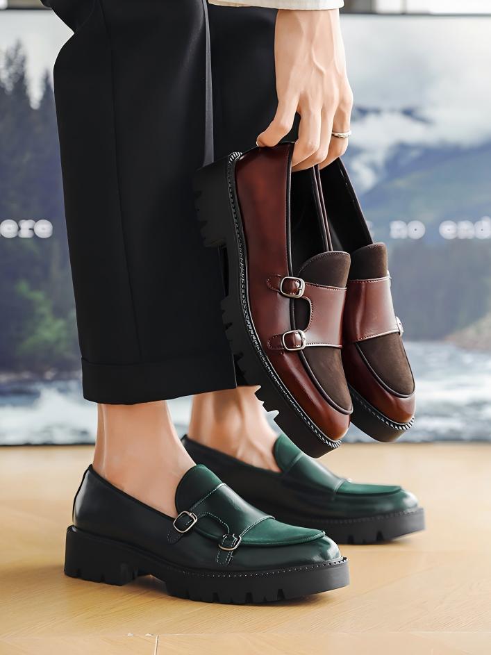 Patchwork Platform Slip-on Loafers