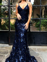 Camisoles V-neck Backless Sequins Lace Up Formal Dress Dinner Maxi Dresses