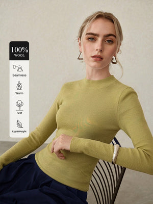 100% Merino Cotton & Wool Seamless Turtleneck Sweater