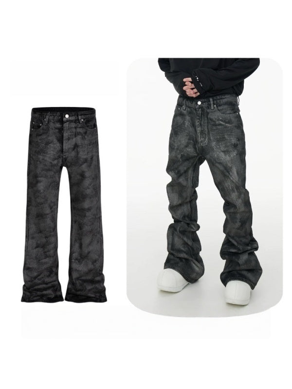 Niche Retro Coating Loose Wide-leg Micro Loudspeaker Mopping Jeans