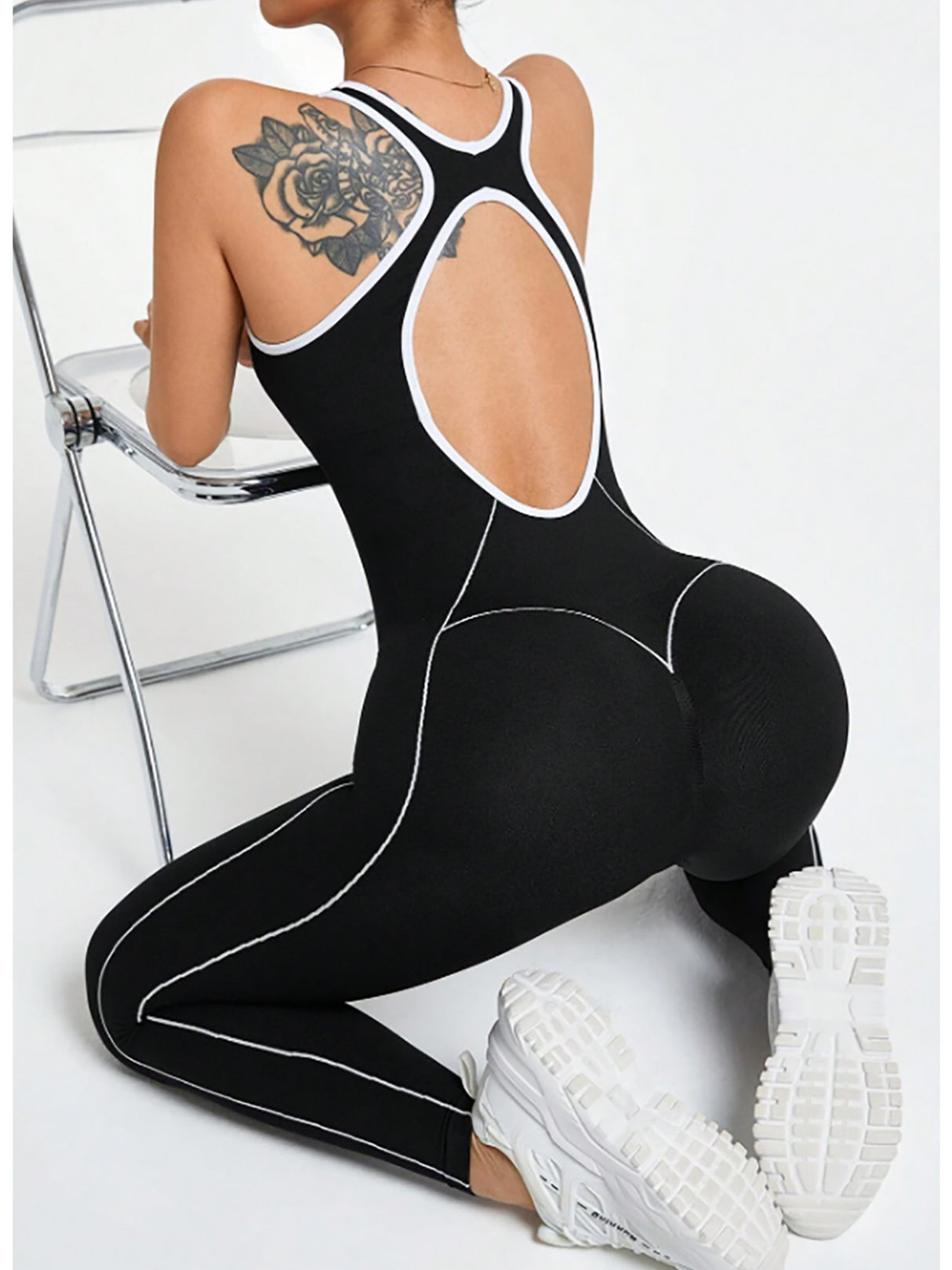 Color Matching Beautiful Back And Lifted Buttocks Exercise And Fitness Yoga Jumpsuits&Bodysuits