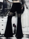 Y2K Velvet Mesh Patchwork Perspective High-waisted Flared Pants Slimming Pants