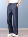 Faux Denim Straight-fit Loose-fit Anti-wrinkle Pants