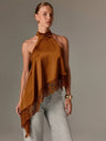 Halter Neck Lace Irregular Hem Spaghetti Strap
