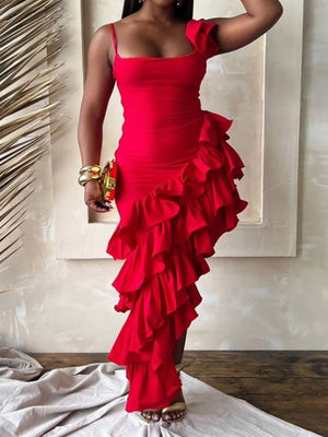 Rüschen-Camisoles zum Valentinstag, plissierte Midikleider