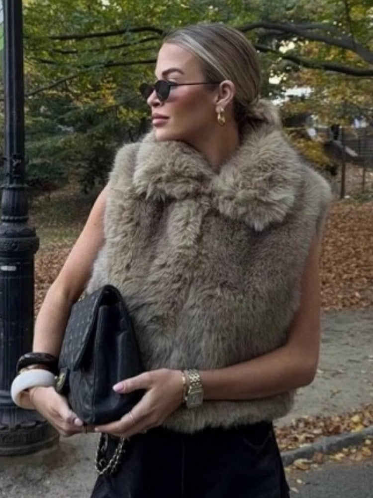 Faux Fur Short Warm Thick Vest Jacket