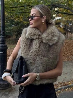 Faux Fur Short Warm Thick Vest Jacket