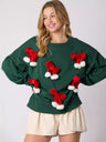 Christmas Bow Decorated Top Casual Long Sleeve Pullover Sweatshirt
