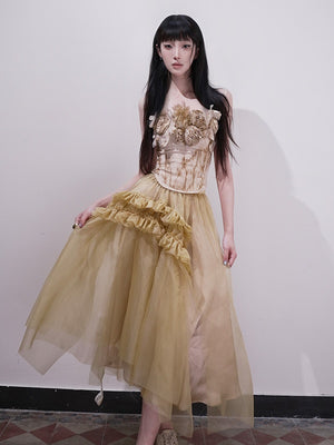 Ruffles Silk Organza Midi Skirt (with Petticoat)