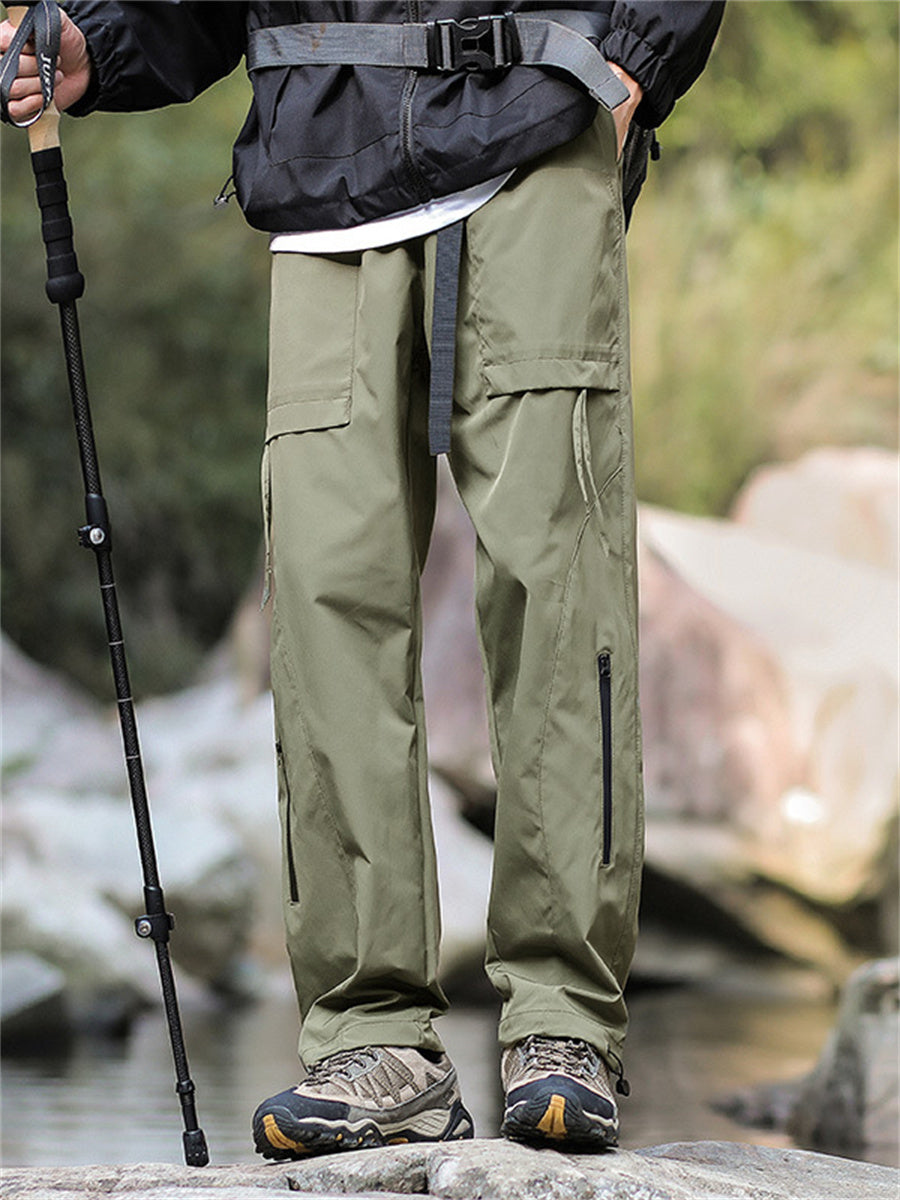 Liber Spring Men's Pocket decoration Solid Color Cargo Trousers