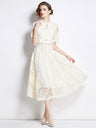 Crocheted Embroidered Lace Midi Dress
