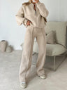 Sporty Style Long-sleeved Jacket Solid Color Trousers Two-piece Set