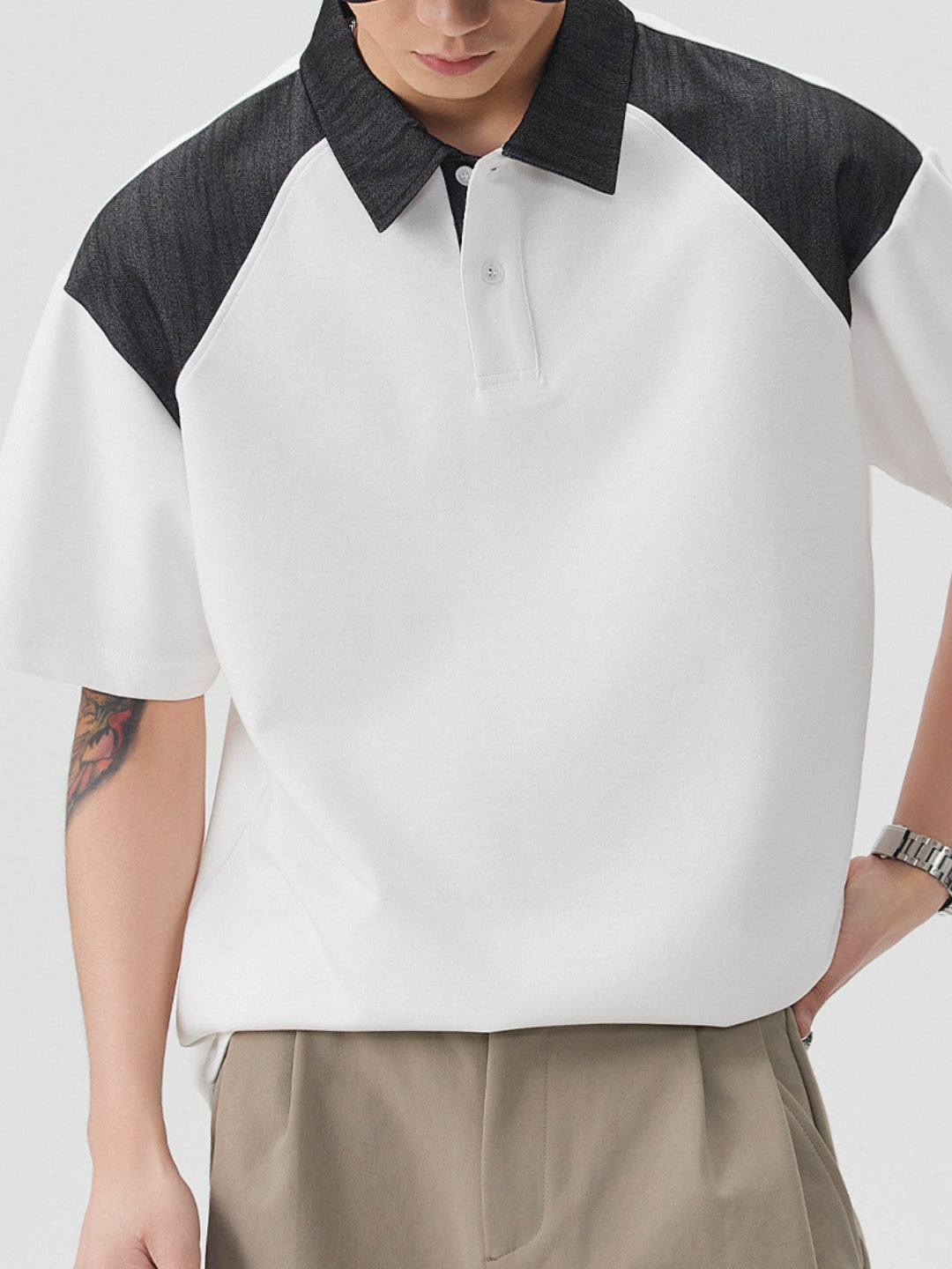 Retro Color-blocked Loose-fit Polo Shirt