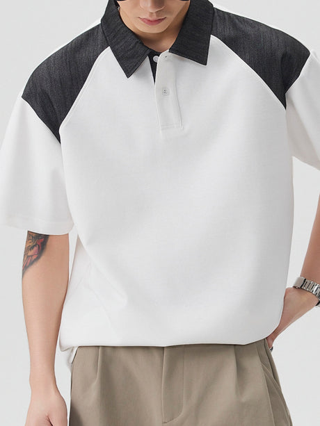 Retro Color-blocked Loose-fit Polo Shirt
