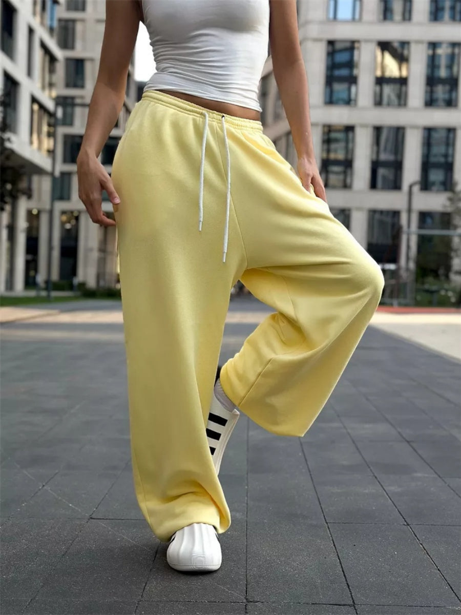 Liber Women's autumn loose lace-up straight pants