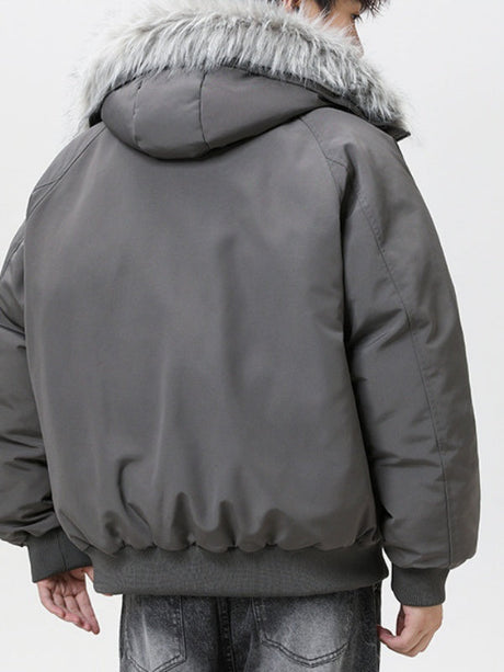 Thickening Keep Warm Fur Collar Black Short Parker Coat
