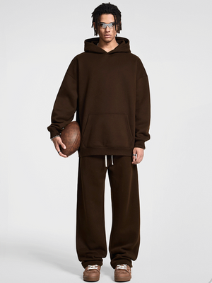 Solid Color All-match Plush Loose Hooded Hoodie Set