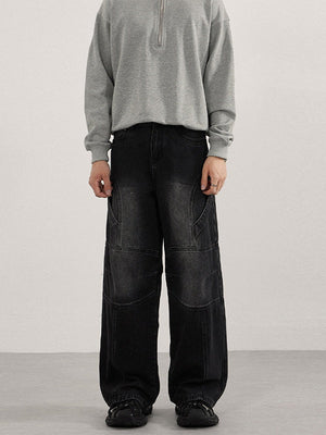 Knee Braces Structure Locomotive Loose Straight Cowboy Cargo Trousers